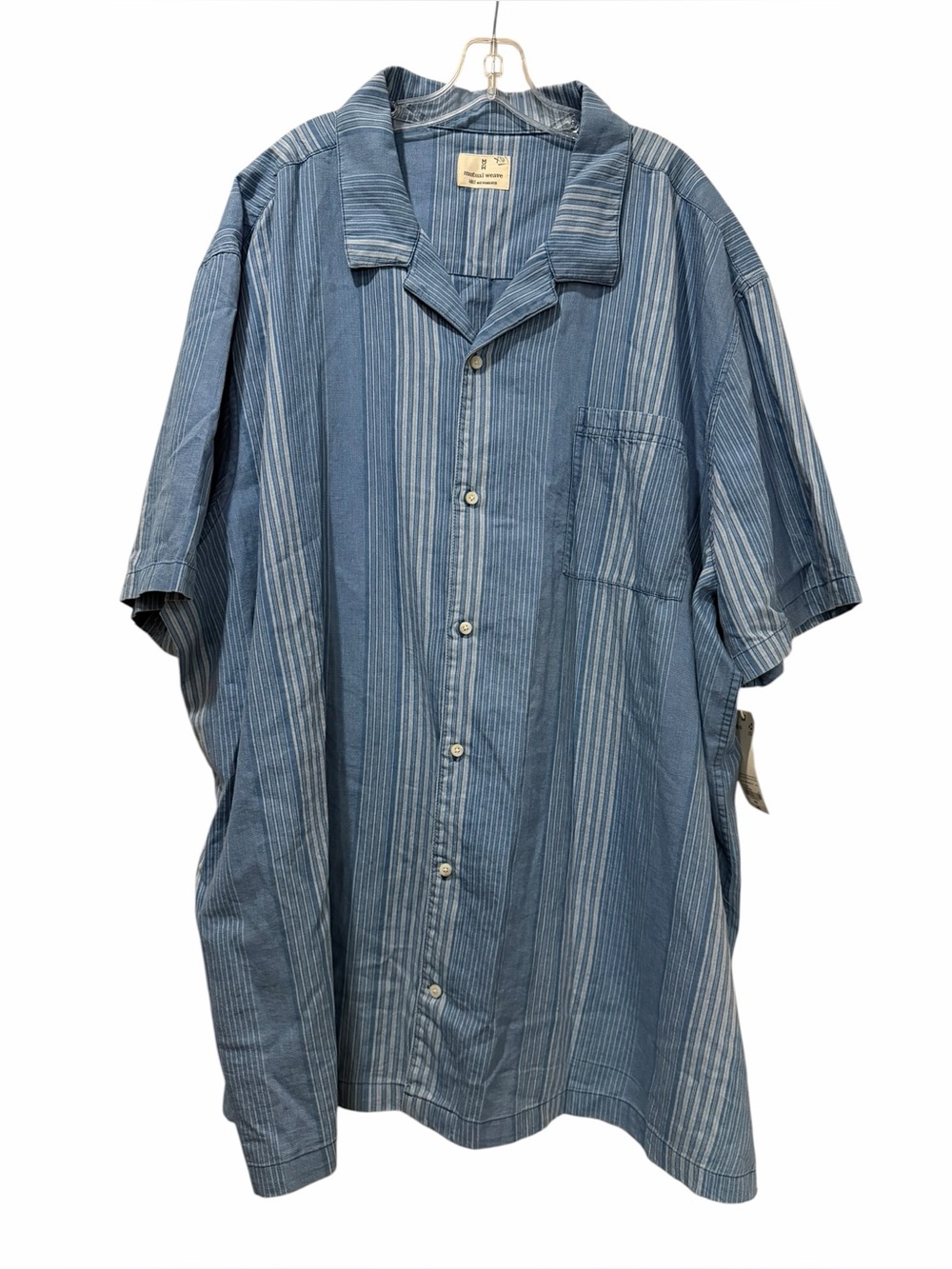 Mutual Weave Men's 4X Blue and White Stripe 100% Cotton Button Down Shirt B8